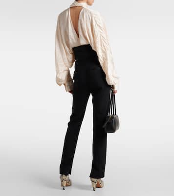 Pantalones slim Lenro de tiro alto con satén | Khaite
