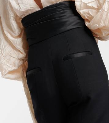 Pantalones slim Lenro de tiro alto con satén | Khaite