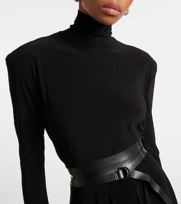 Vestido midi de cuello alto con cinturón | Norma Kamali