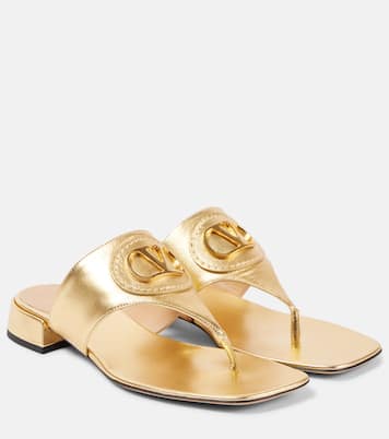 VLogo Signature metallic leather thong sandals | Valentino Garavani