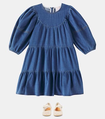 Balloon-sleeve cotton chambray dress | Petite Amalie  