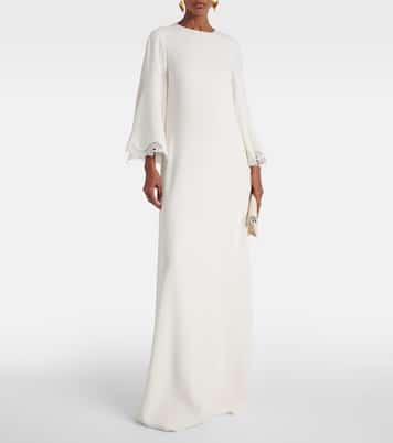 Lace-trimmed silk-blend georgette kaftan | Oscar de la Renta