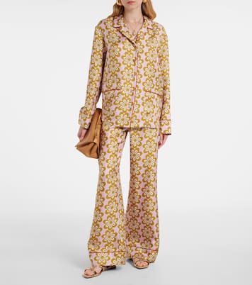Bedrucktes Pyjama-Hemd aus Seiden-Twill | La DoubleJ