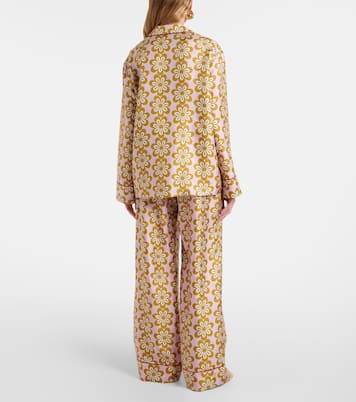Bedrucktes Pyjama-Hemd aus Seiden-Twill | La DoubleJ