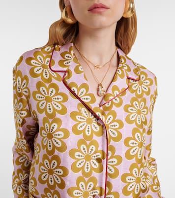 Bedrucktes Pyjama-Hemd aus Seiden-Twill | La DoubleJ