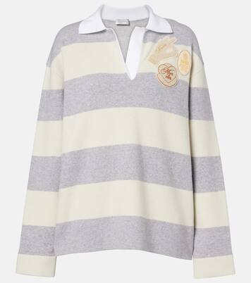 Striped wool and cotton-blend polo shirt | Moncler