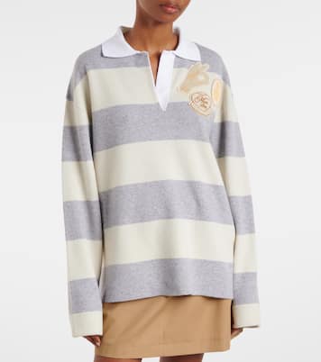 Striped wool and cotton-blend polo shirt | Moncler