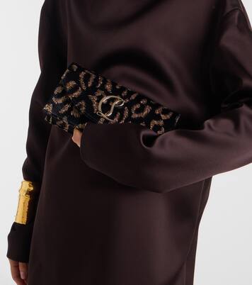 Leopard-print velvet clutch | Christian Louboutin