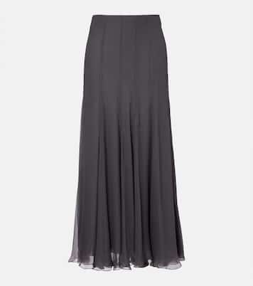 Paneled high-rise silk muslin maxi skirt | Chloé