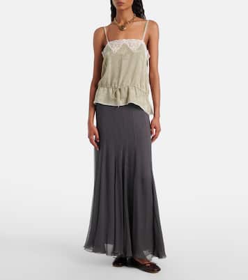 Paneled high-rise silk muslin maxi skirt | Chloé