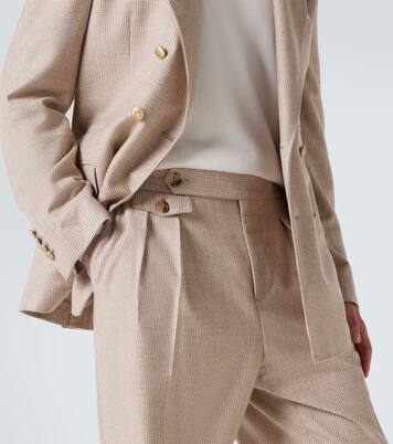 Houndstooth cashmere and silk suit pants | Brunello Cucinelli