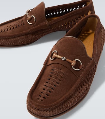 Bamboo Horsebit woven suede loafers | Gucci