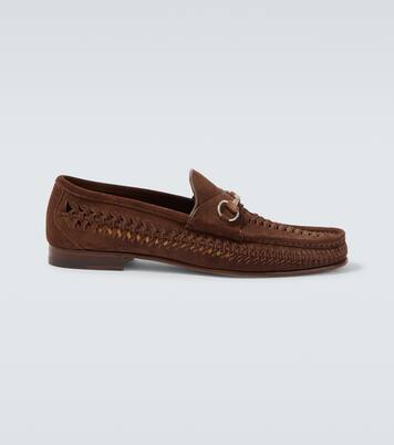 Bamboo Horsebit woven suede loafers | Gucci