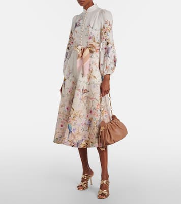 Bedrucktes Midikleid Rebellion aus Leinen | Zimmermann