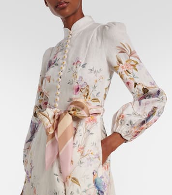 Bedrucktes Midikleid Rebellion aus Leinen | Zimmermann