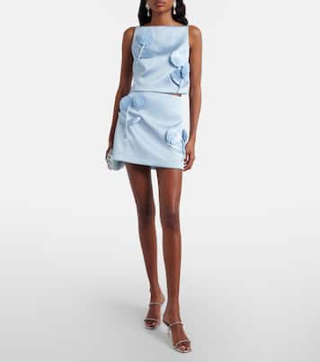 Cropped-Top aus Satin mit Pailletten | Self-Portrait