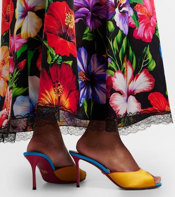 Keira leather-trimmed satin mules | Dolce&Gabbana