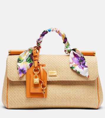 Bolso al hombro Sicily Small de rafia | Dolce&Gabbana