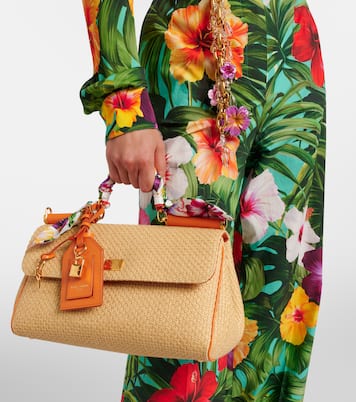 Bolso al hombro Sicily Small de rafia | Dolce&Gabbana