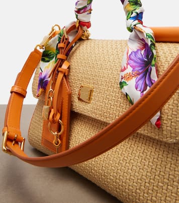 Bolso al hombro Sicily Small de rafia | Dolce&Gabbana