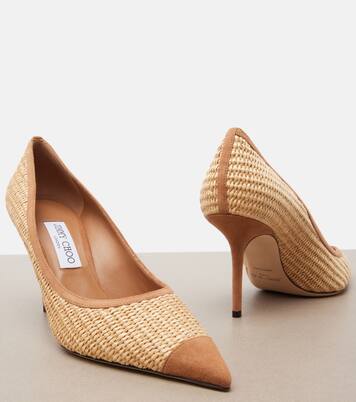 Love suede-trimmed raffia pumps | Jimmy Choo