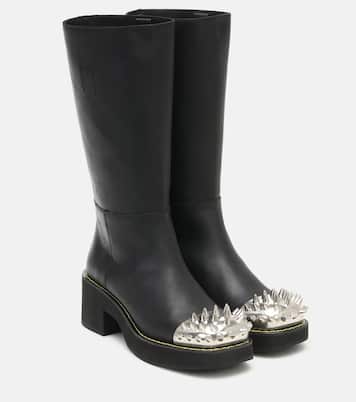 Embellished leather knee-high boots | Miu Miu