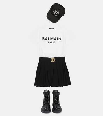 Pleated silk skirt | Balmain Kids