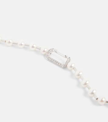 Halskette Vita aus 18kt Weißgold mit Diamanten und Perlen | Eéra
