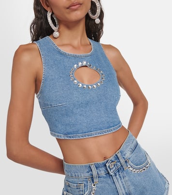 Verziertes Cropped-Top aus Denim | 7 For All Mankind