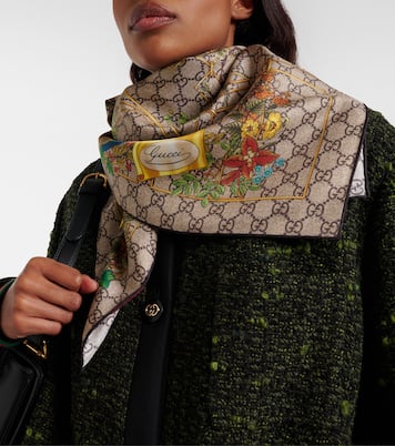 Printed silk twill scarf | Gucci