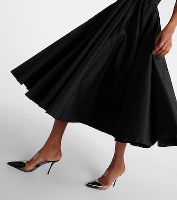 Maxikleid aus Baumwolle mit Leder | Alaïa