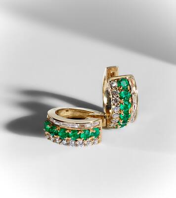 Orecchini Lola in oro 18kt con smeraldi e diamanti | Anita Ko