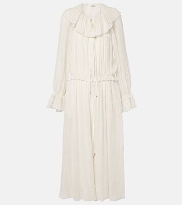 Ruffled silk-blend crêpe maxi dress | Chloé