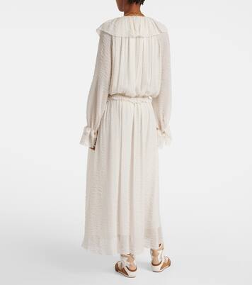 Ruffled silk-blend crêpe maxi dress | Chloé