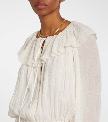 Ruffled silk-blend crêpe maxi dress | Chloé
