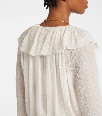 Ruffled silk-blend crêpe maxi dress | Chloé