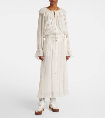 Ruffled silk-blend crêpe maxi dress | Chloé