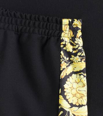 Barocco twill-trimmed jersey shorts | Versace Kids