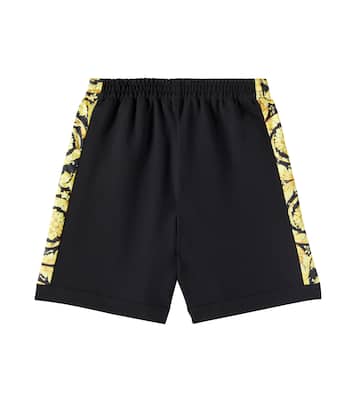 Barocco twill-trimmed jersey shorts | Versace Kids