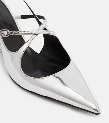 Slash 40 mirrored leather slingback pumps | Proenza Schouler