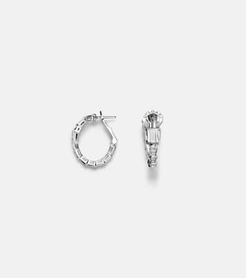 Serpenti Viper 18kt white gold hoop earrings with diamonds | Bvlgari
