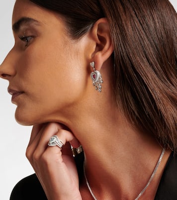 Boucles d'oreilles Heart en or blanc 18 ct, rubis et diamants | Kamyen