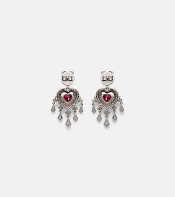 Boucles d'oreilles Heart en or blanc 18 ct, rubis et diamants | Kamyen