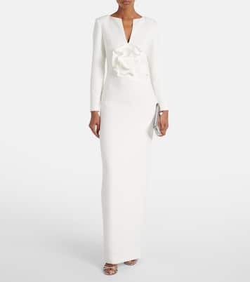 Robe longue en cady à fleurs  | Roland Mouret