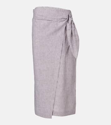 Striped linen wrap skirt | Brunello Cucinelli