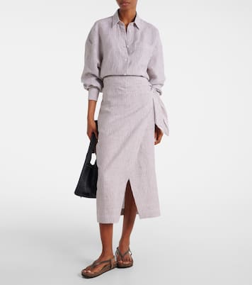 Striped linen wrap skirt | Brunello Cucinelli
