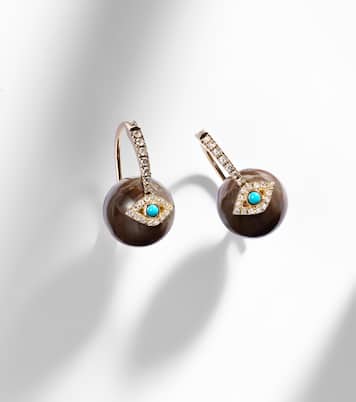 Evil Eye 14kt gold earrings with diamonds and turquoise | Sydney Evan