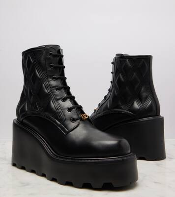 Stivali stringati Quiltie 67 in pelle | Valentino Garavani