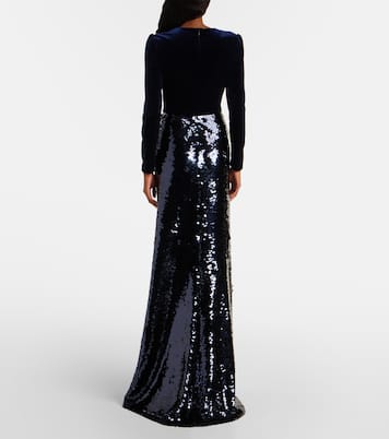 Abito lungo in velluto con paillettes | Monique Lhuillier