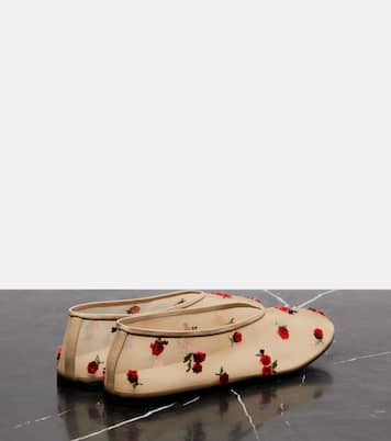 Marcy embroidered mesh ballet flats | Khaite
